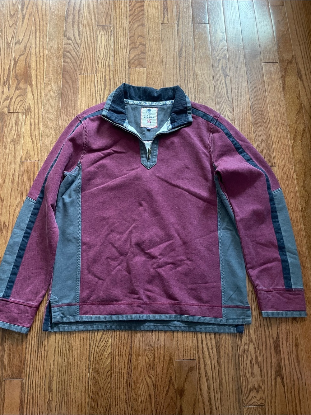 Fat Face The Airlie Burgundy Colorblock 1/4 Pullover Men’s Sz Medium